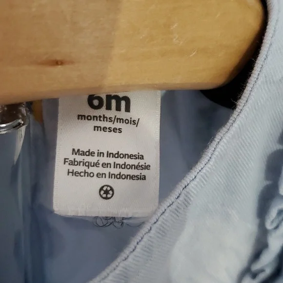 Carter's Baby Girl Sky Blue Floral Sleeveless Ruffle Dress Size 6 Months - Picture 5 of 7